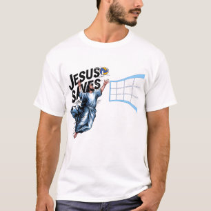 Jesus Volleyball Rette Funny Christlich Faith T-Shirt