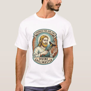 Jesus völlig schwarz verbrannter Hot Dog BBQ Humor T-Shirt