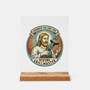 Jesus völlig verbrannter schwarzer Hot Dog BBQ Hum Acrylschild