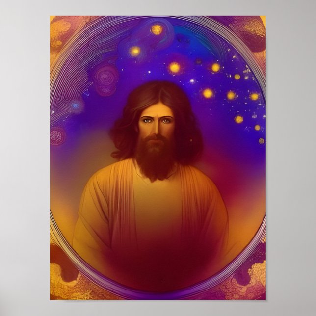 Jesus von Mucha AI Generated Art Poster (Vorne)