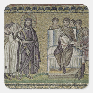 Jesus vor Pontius Pilatus Quadratischer Aufkleber