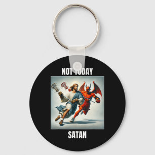 Jesus Vs Satan spielt Lacrosse - nicht heute Satan Schlüsselanhänger