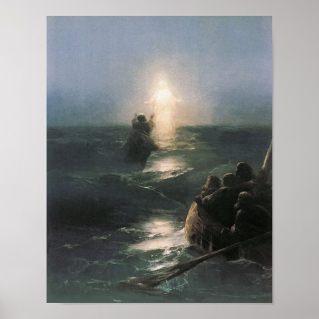 Jesus Walking auf Wasser, Ivan Aivazovsky Malerei Poster (Vorne)
