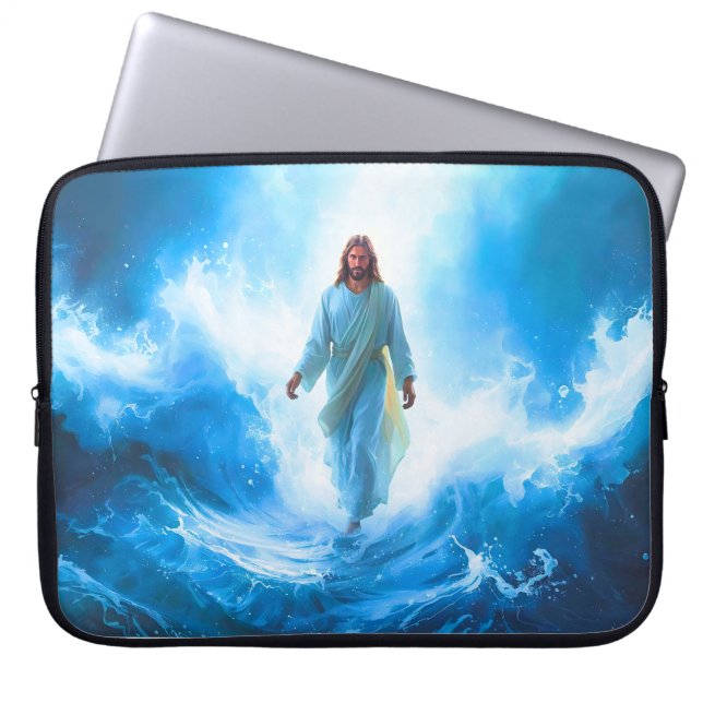 Jesus Walking in the Ocean Laptop Case/Protector Laptopschutzhülle (Vorderseite)
