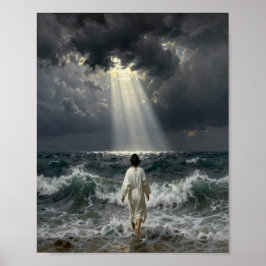 Jesus Walking into Stormy Seas Poster