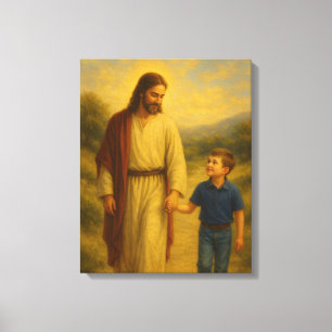 Jesus Walking mit Boy™ LDS Wall Art Leinwand