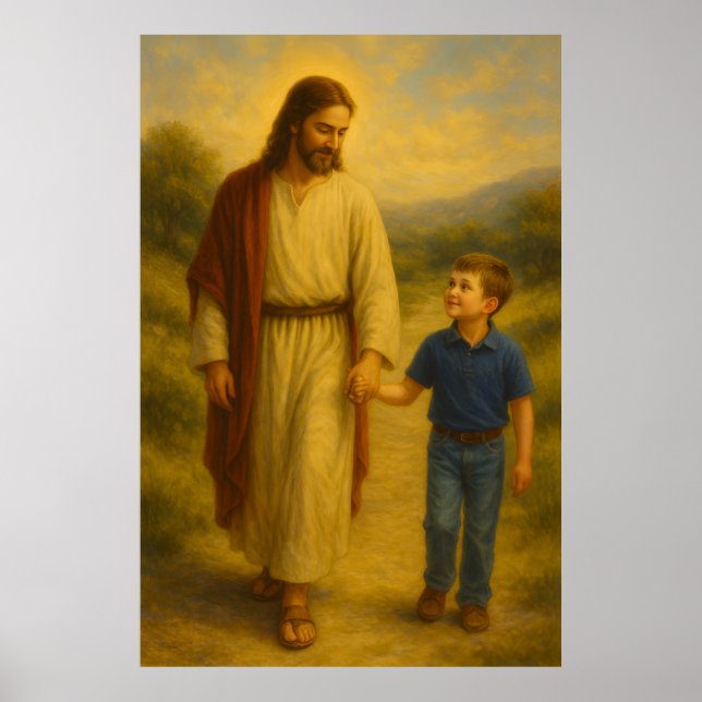 Jesus Walking mit Boy™ LDS Wall Art Poster (Vorne)