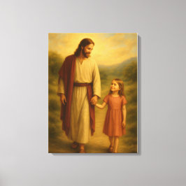 Jesus Walking mit Girl™ LDS Wall Art Leinwand
