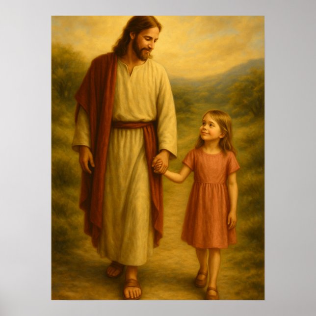 Jesus Walking mit Girl™ LDS Wall Art Poster (Vorne)