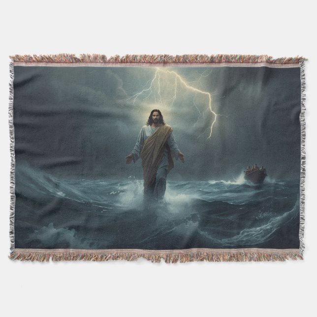 Jesus Walks on Water: Christian Blanket Decke (Vorderseite)