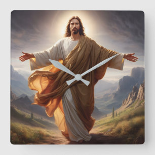 Jesus Wall Clock Quadratische Wanduhr