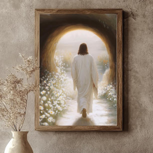 Jesus-Wandkunst, auferstandener Christus Impressio Poster