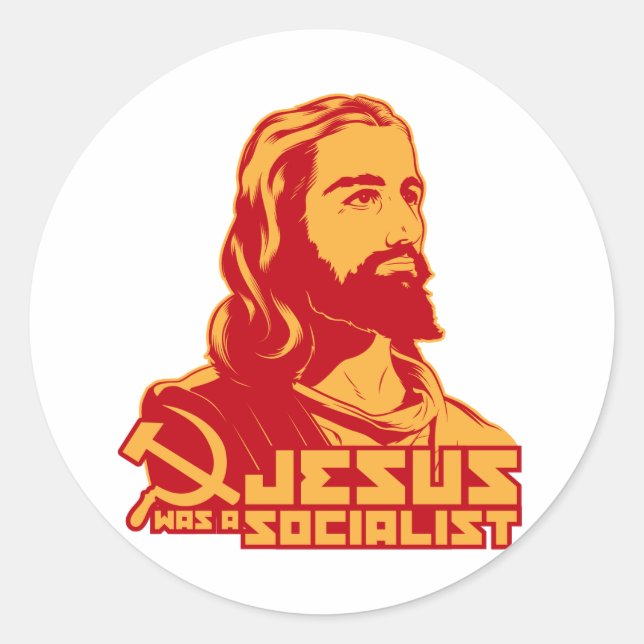 Jesus war Sozialist Runder Aufkleber (Vorderseite)
