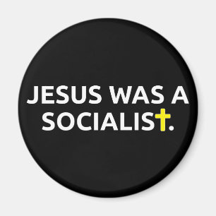 Jesus war Sozialist (schwarz) Magnet