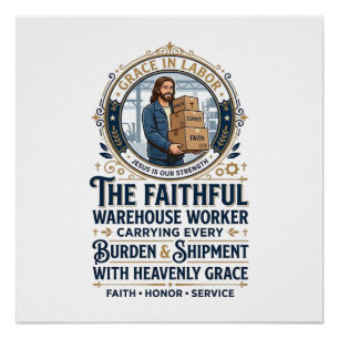 Jesus Warehouse Logistik Grafik T-Shirt Christlich Poster