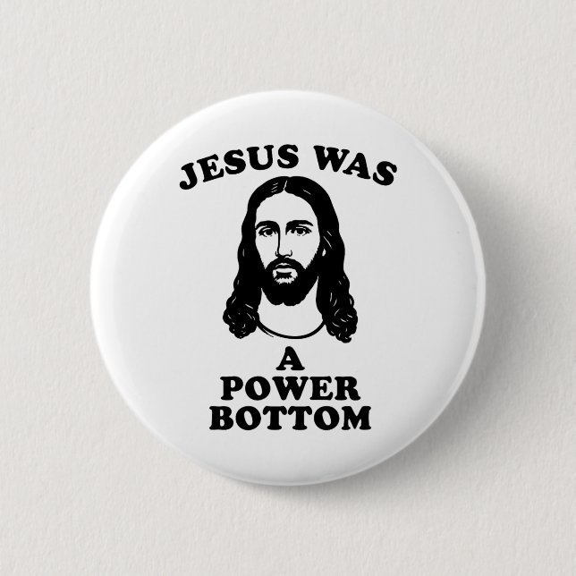 Jesus Was A Power Bottom Funny Pride Christmas Gag Button (Vorderseite)