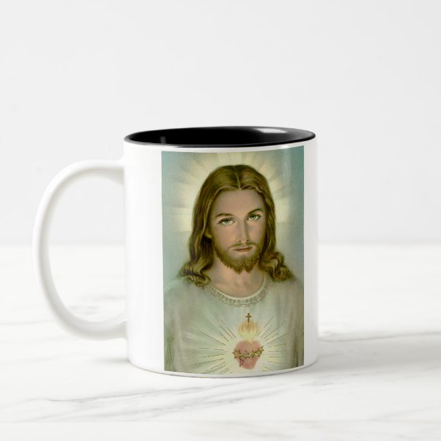 Jesus, WAS WÜRDE JESUS TUN? Zweifarbige Tasse (Links)