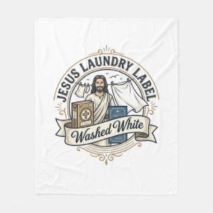 Jesus Wäscheetikett Gewaschen Weiß Jesus Wäsche Ge Fleecedecke