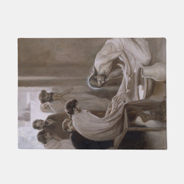 Jesus wäscht die Füße seiner Jünger Fußmatte (Vorderseite)