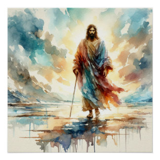 Jesus Watercolor Art Poster