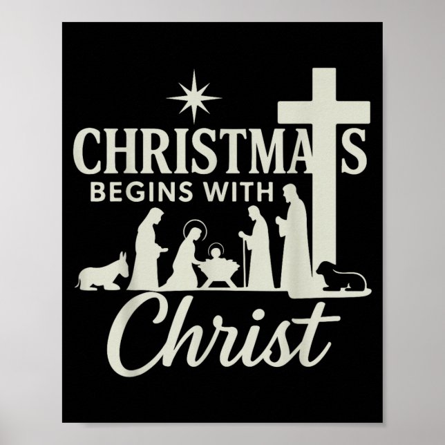Jesus Weihnachten beginnt mit Christus Pjs Pyjamas Poster (Vorne)