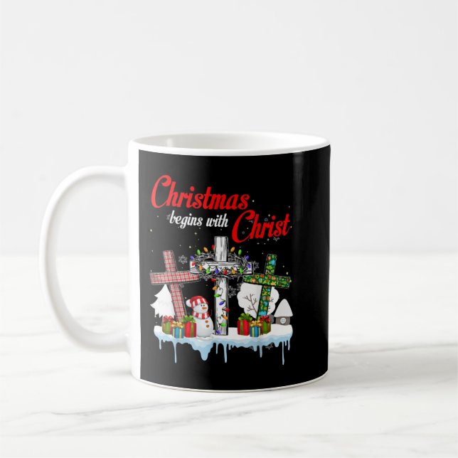 Jesus Weihnachten beginnt mit Christus Snowman Chr Kaffeetasse (Links)