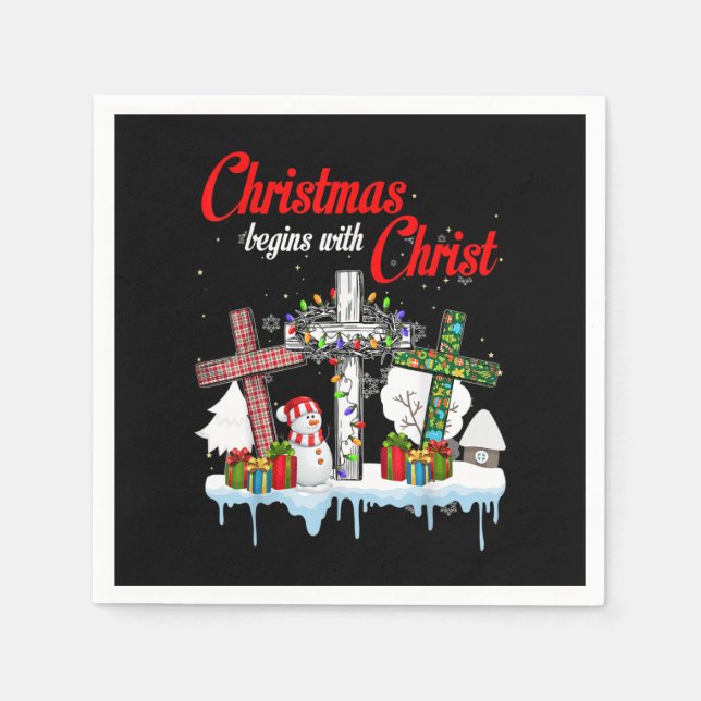 Jesus Weihnachten beginnt mit Christus Snowman Chr Serviette (Vorderseite)