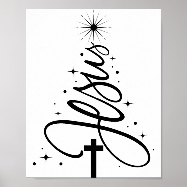 Jesus Weihnachtsbaum Christliche Bibelvers Schneef Poster (Vorne)
