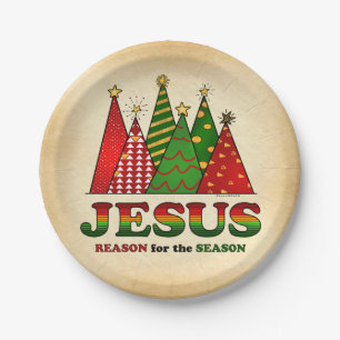 Jesus-Weihnachtsbäume Pappteller