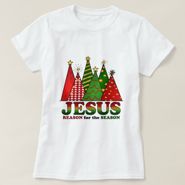 Jesus-Weihnachtsbäume T-Shirt (Design vorne)