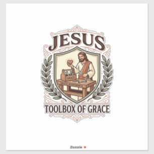 Jesus Werkzeugkiste der Gnade Jesus Werkzeugkiste  Aufkleber