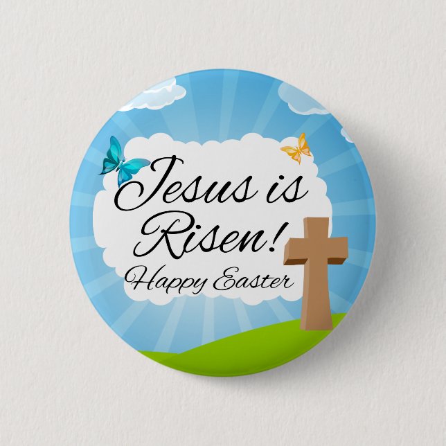 Jesus wird, christliches Ostern gestiegen Button (Vorderseite)