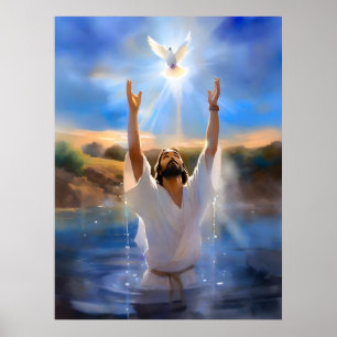 Jesus wird im Jordan getauft Poster