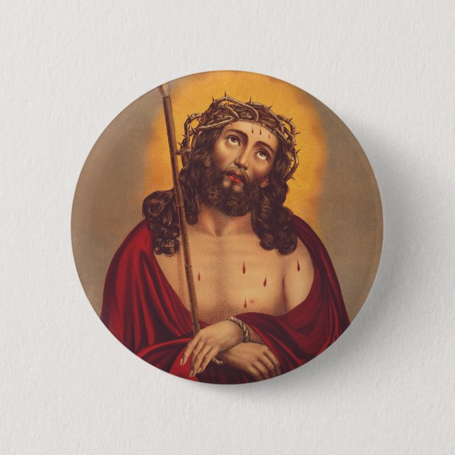 Jesus wird mit einer Dornenkrone gekrönt Button (Vorderseite)