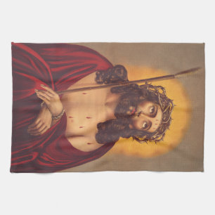 Jesus wird mit einer Dornenkrone gekrönt Geschirrtuch