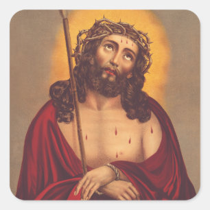 Jesus wird mit einer Dornenkrone gekrönt Quadratischer Aufkleber