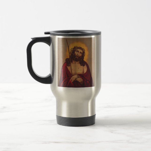 Jesus wird mit einer Dornenkrone gekrönt Reisebecher (Links)