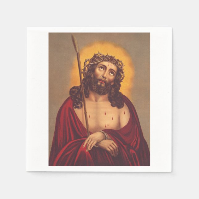 Jesus wird mit einer Dornenkrone gekrönt Serviette (Vorderseite)