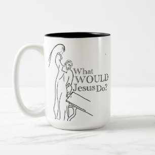 Jesus wird wütend zweifarbige tasse