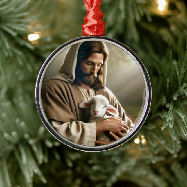 JESUS WITH LAMB CHRISTMAS ORNAMENT (Baum)