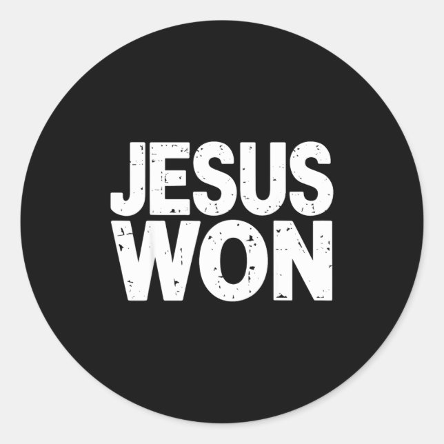 Jesus Won Christian Faith Religious  Runder Aufkleber (Vorderseite)