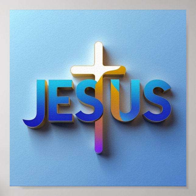 Jesus Word Poster | Ai design Matte Wall Art Print (Vorne)