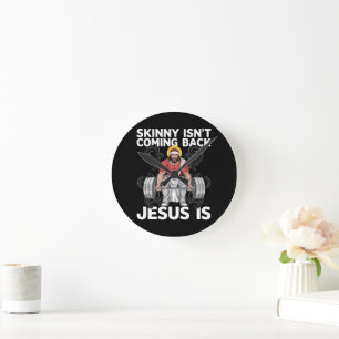 Jesus Workout Gym Skinny kommt nicht zurück Runde Wanduhr