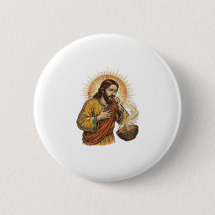 Jesus würgt an trockenem Tortilla-Chip-Krümel Esse Button