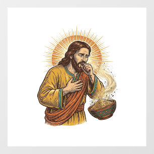 Jesus würgt an trockener Tortilla-Chip-Krümel-Nahr Fensteraufkleber