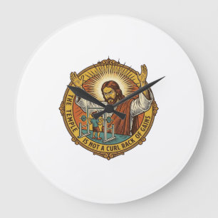 Jesus Wütende Bizepscurls Squat Rack Gym Ärger H Große Wanduhr