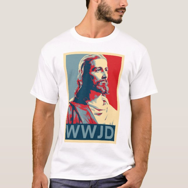 Jesus -- WWJD T-Shirt (Vorderseite)