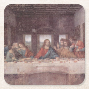 Jesus "Yeshua" Das letzte Abendmahl, Leonardo da V Rechteckiger Pappuntersetzer