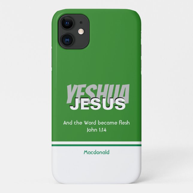 JESUS YESHUA Scripting Personalisiert GREEN Case-Mate iPhone Hülle (Rückseite)