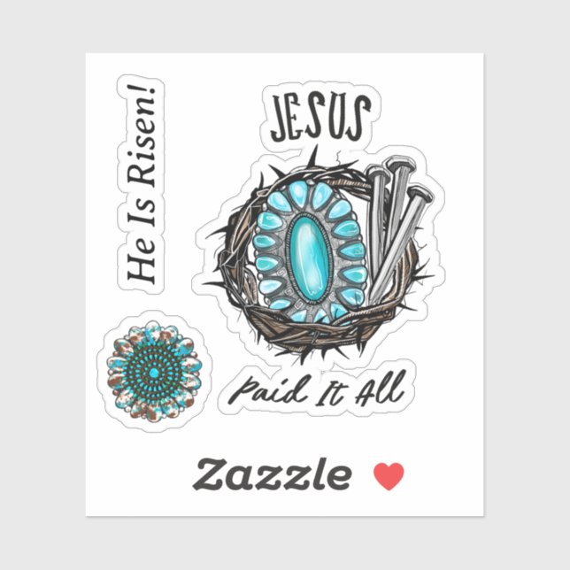 Jesus zahlte es alle 3 Nail Thorn Aufkleber (Blatt)
